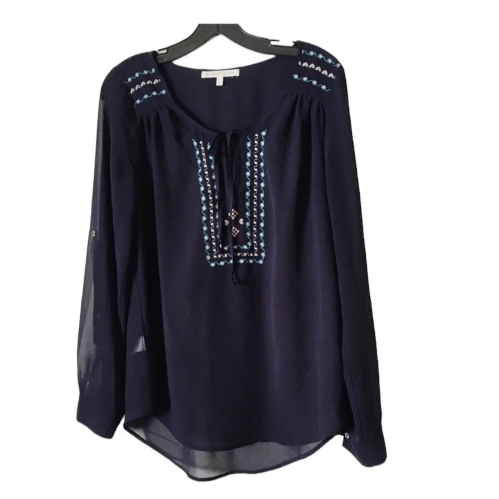 Daniel Rainn Blue Sheer Blouse Top Size Small